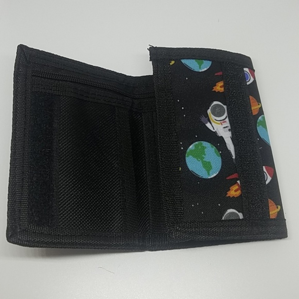 Spaceman retro astronaut Velcro trifold wallet - Picture 2 of 5